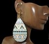 TE1645 BLUE MULTI MOSAIC PATTERN LEATHER EARRINGS