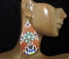 TE1708 TQS SEMI PRECIOUS BEADED AZTEC PATTERN TEARDROP EARRINGS