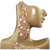 TE1716 CLEAR & STRAWBERRIES DANGLE EARRINGS