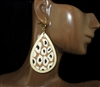 TE2030 LEOPARD PRINT PATTERN WOODEN TEARDROP DANGLE EARRINGS