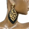 TE2627 LEOPARD PRINT TEARDROP LEATHER EARRINGS