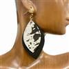 TE2627 ANIMAL PRINT TEARDROP LEATHER EARRINGS