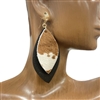 TE2627 COW PRINT TEARDROP LEATHER EARRINGS