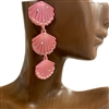 TE4415  RHINESTONE PEARL  PINK SHELL EARRINGS