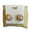 TE6092 GOLD PEARL BEADED FLOWER STUD EARRINGS