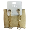 TE6200 PLAIN THIN U LINK RHINESTONE STUD DANGLE EARRINGS
