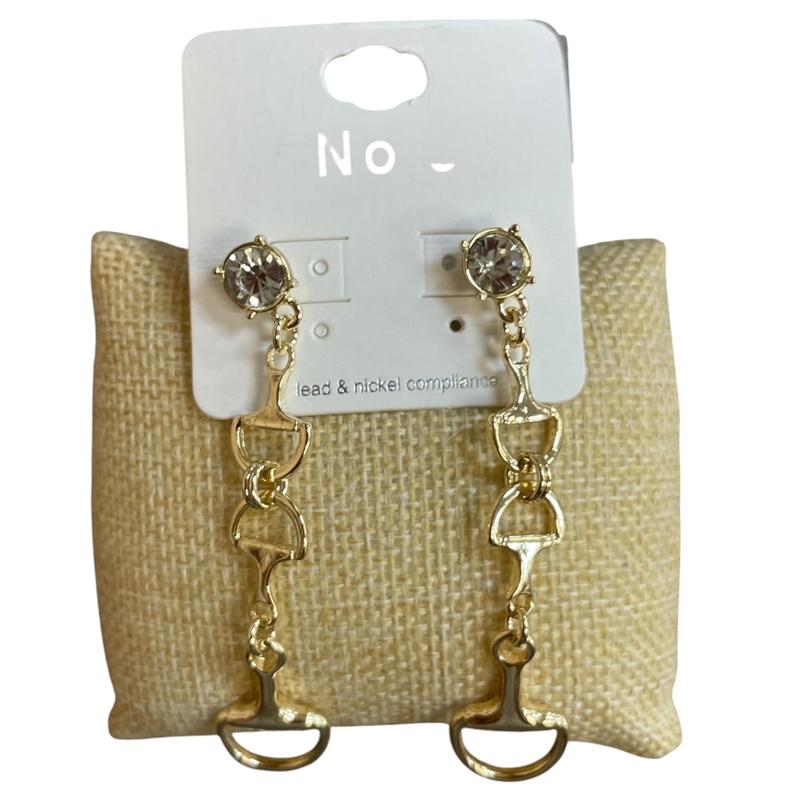 TE6200 PLAIN THIN U LINK RHINESTONE STUD DANGLE EARRINGS