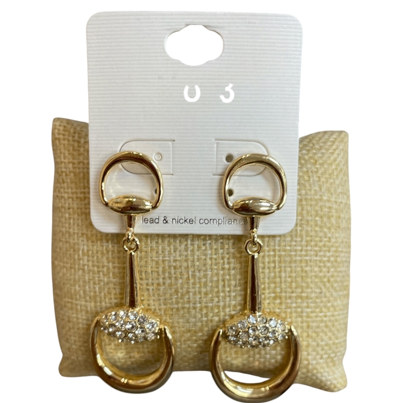 TE6201 RHINESTONE U LINK LARGE POST DANGLE EARRINGS