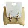 TE6203 TWO TONE SMALL CROSS DANGLE EARRINGS