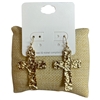 TE6205 HAMMERED CROSS DANGLE EARRINGS