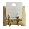 TE6212 HAMMERED RHINESTONE SMALL CROSS EARRINGS