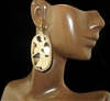 TE9390 GOLD ANTIQUE ANIMAL PRINT LEATHER EARRINGS