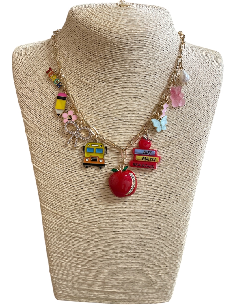 TEA01 TEACHER CHARMS SHORT NECKLACE
