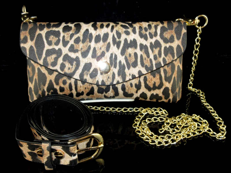 TG10013N TAN LEOPARD PRINT CROSS BODY/WAIST BAG