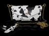 TG10077W BLACK AND WHITE COW PRINT CROSS BODY/WAIST BAG