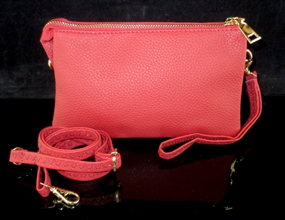 TG10103R SOLID COLOR RED CROSS BODY BAG