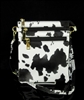 TG1017-3 BLACK AND WHITE COW PRINT PATTERN CROSS BODY BAG