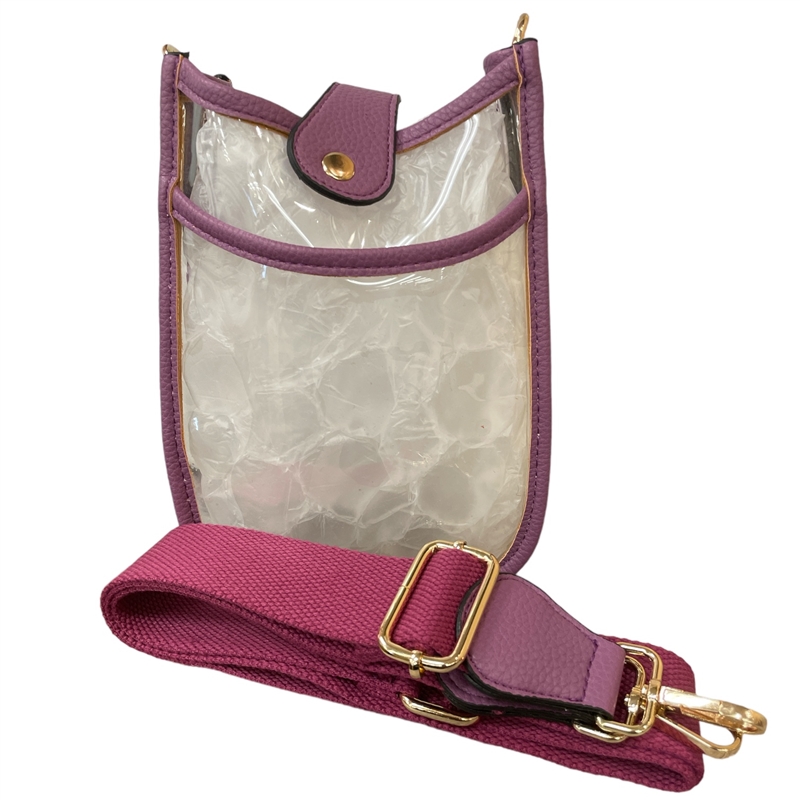 TG10219DP SMALL DARK PURPLR CLEAR CROSSBODY BAG