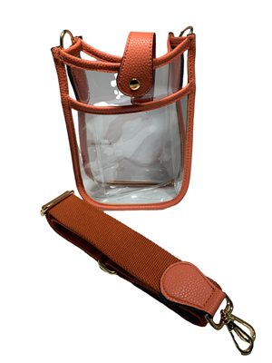 TG10219OG  SMALL ORANGE CLEAR CROSSBODY BAG