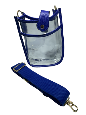 TG10219YB SMALL ROYAL BLUE CLEAR CROSSBODY BAG