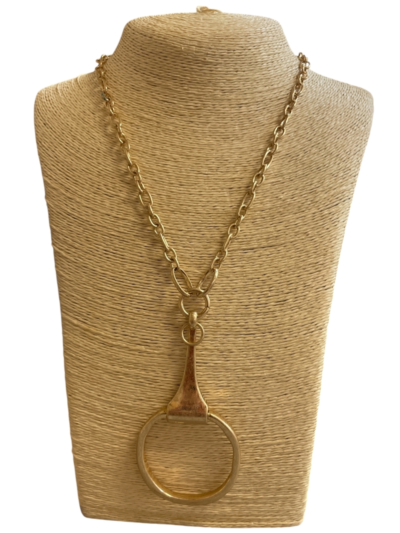 TN6027W MATTE PLAIN LARGE U PENDANT 18" LONG NECKLACE