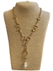 TN6028 GOLD PLAIN U LINK PEARL DROP 18" LONG NECKLACE