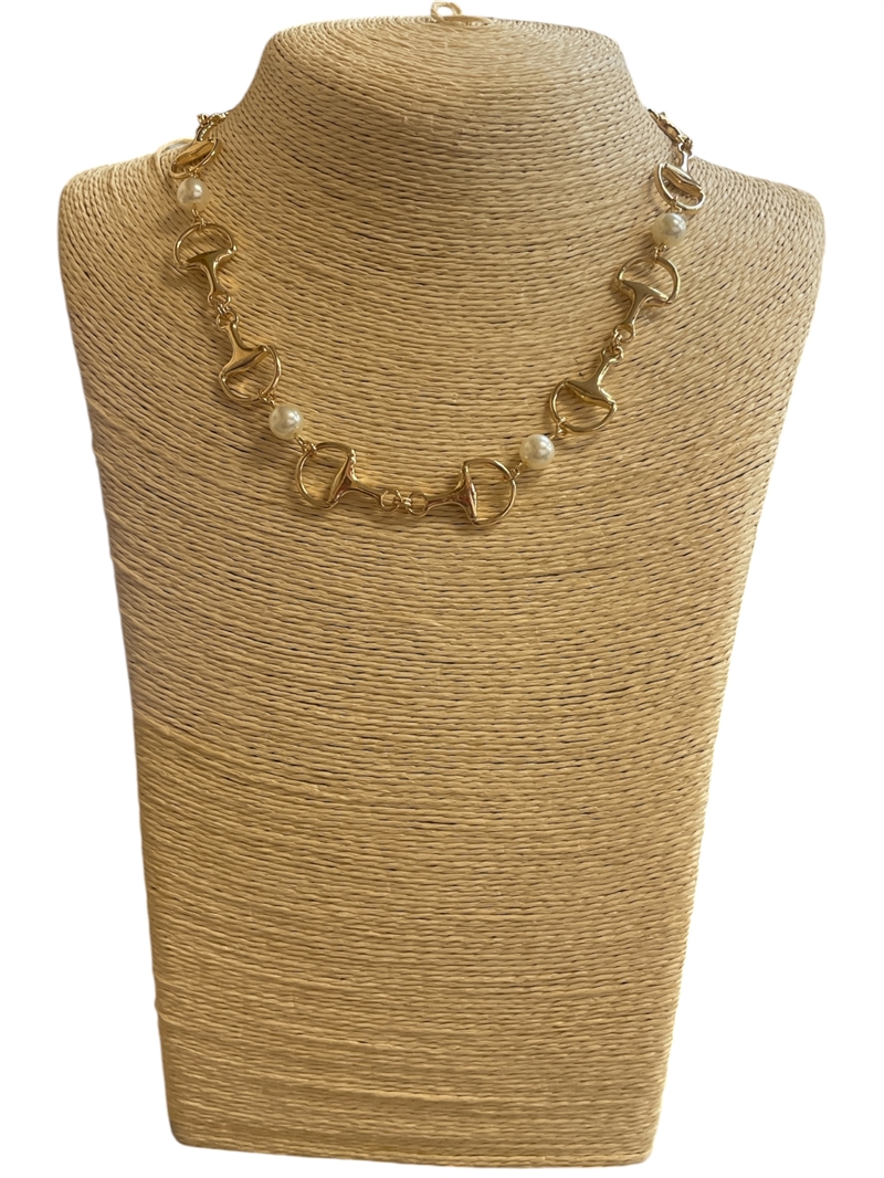 TN6030 PEARL & U LINK 18" LONG NECKLACE