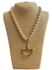 TN6031 PEARL BEADED U LINK DROP 18" LONG NECKLACE