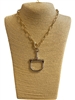 TN6034 TWO TONE LARGE U PENDANT 18" LONG NECKLACE