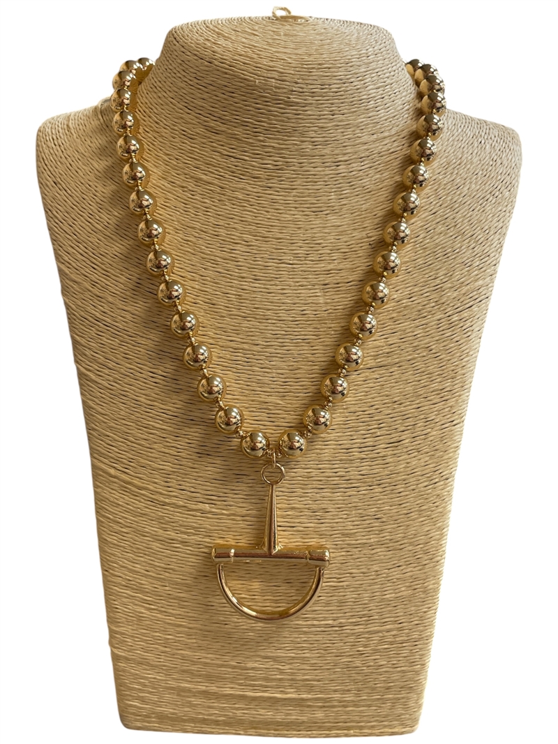 TN6039 BEADED U PENDANT 18" LONG NECKLACE