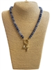 TN6042 ACRYLIC BEADED GOLD CROSS CHARM 18" LONG NECKLACE