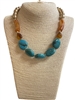 TN9471 TURQUOISE  BROWN ACRYLIC NECKLACE