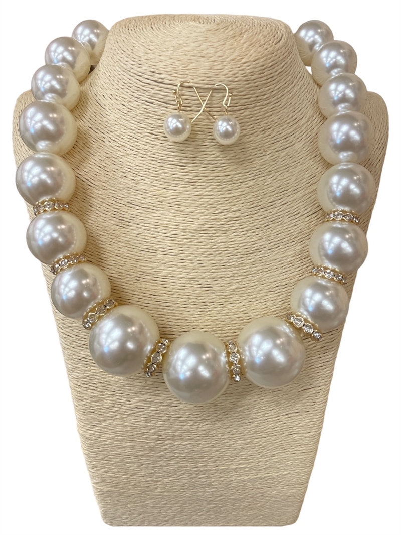 TNE1405 CHUNKY PEARL SET  NECKLACE