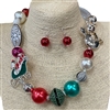 TNE1828 SLEIGH & SNOW MAN CHRISTMAS SET NECKLACE