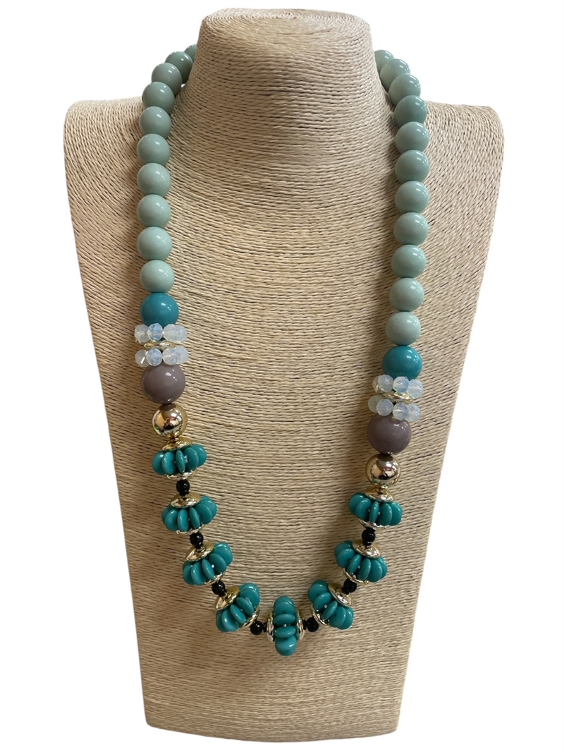 TQ01 TURQUOISE ACRYLIC LONG NECKLACE
