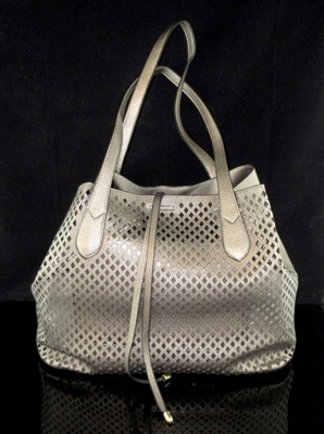 TTE01 PATTERN METALLIC PEWTER GRAY SET OF 2 TOTE BAG