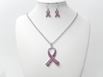 UNE3003 Pink Ribbons  Necklace Set