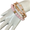 VB0636 PINK CRYSTAL & SEMI-PRECIOUS STONE 3PCS SET BRACELET