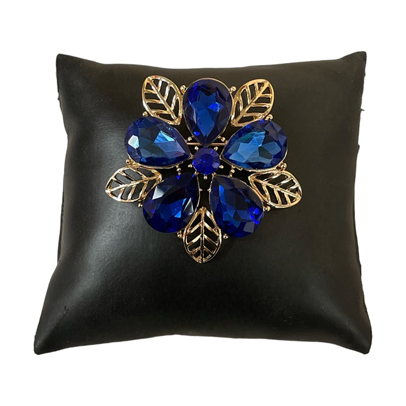 VBH0071R ROYAL BLUE FLOWER PIN BROOCH