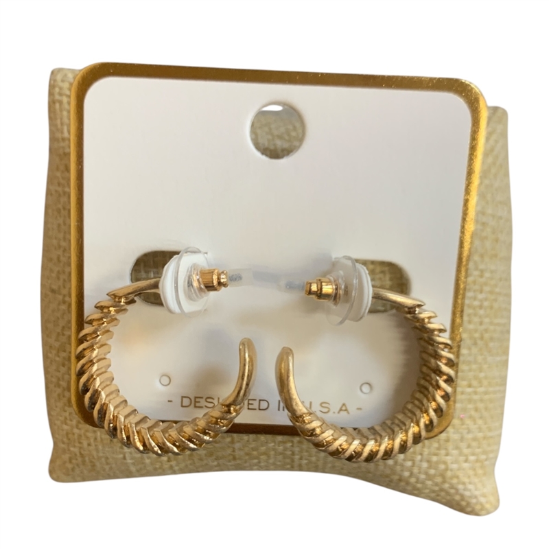 VE1034 SMALL LINE TEXTURED HOOP EARRINGS