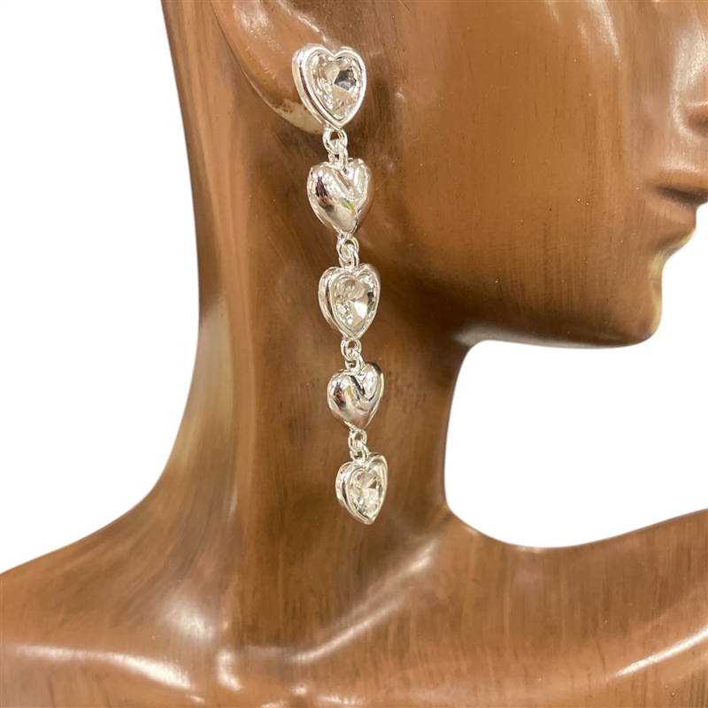VE1308 LONG SMALL HEART EARRINGS