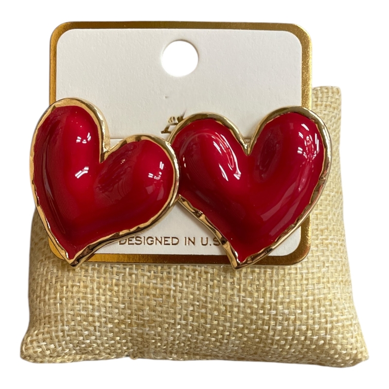 VE1344   RED HEART MEDIUM STUD EARRINGS