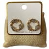 VE1379 TEXTURE ROUND RHINESTONE STUD EARRINGS