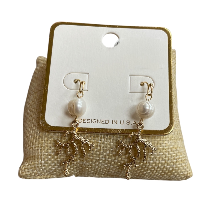 VE1405 PEARL LEAF EARRINGS