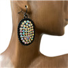 VE1536 OVAL RHINESTONE POST DANGLE EARRINGS