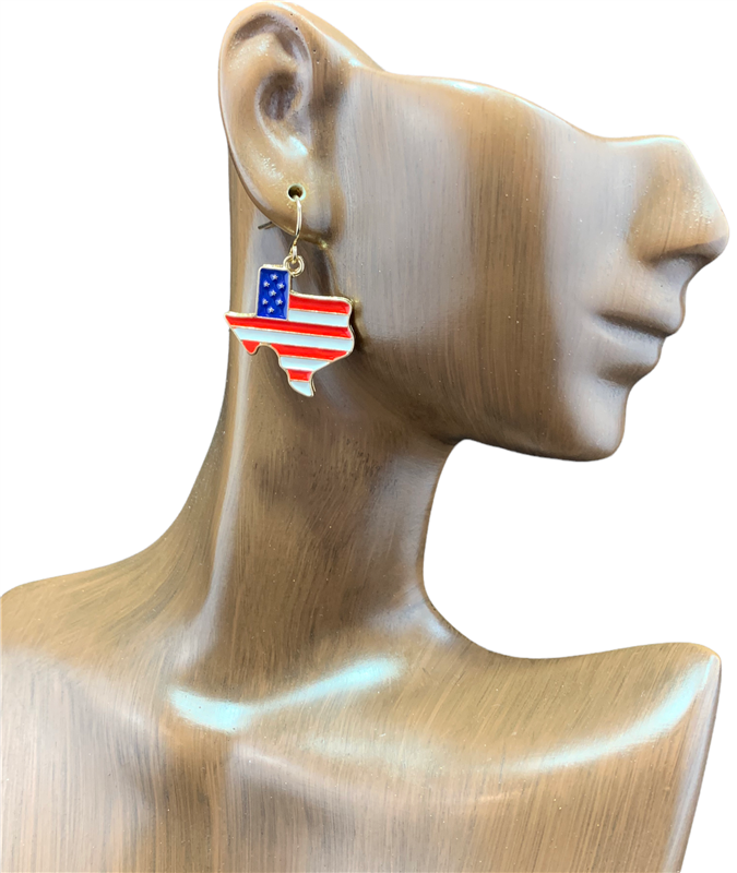 VE2194 RED WHITE BLUE TEXAS STATE SMALL EARRINGS