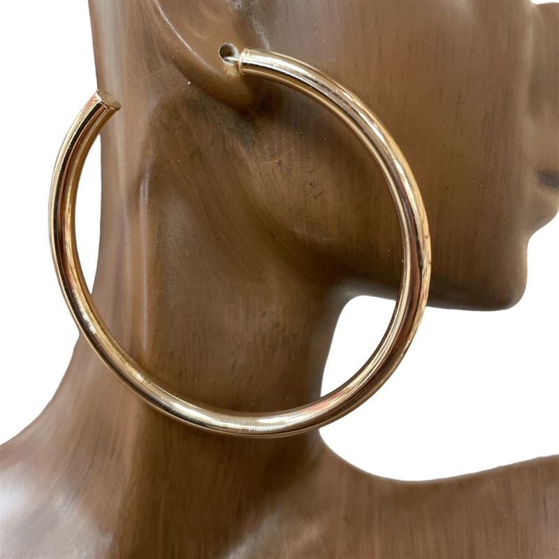 VE2420  BRASS PLATED'' NAIL HEAD LARGE HOOP EARRINGS