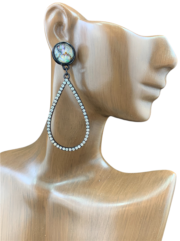 VE3200 RHINESTONE TEARDROP POST DANGLE EARRINGS
