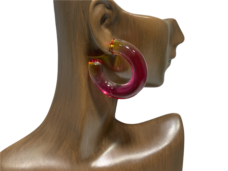 VE3252-2 ACRYLIC OPEN HOOP EARRINGS