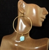 VE3398 TQS STONE DROP LARGE CIRCLE DANGLE EARRINGS